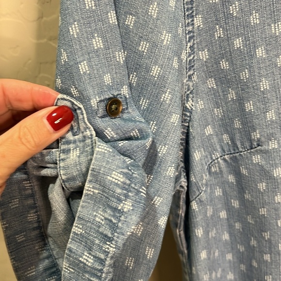 Philosophy Dress 100% Tencel Lace Up Raindrop Print Denim Jean Mini Chambray - Picture 4 of 11